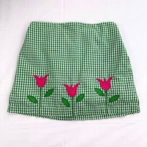 Kelly's Kids Girls Gingham‎ Tulip Skirt Skort Size 5 6 Green Cottagecore Spring